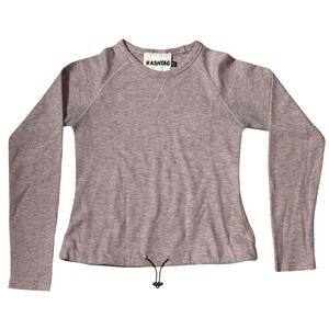Hashtag Waffle Knit Thermal Top Womens XS Mauve Long Sleeve Drawstring‎ Hem